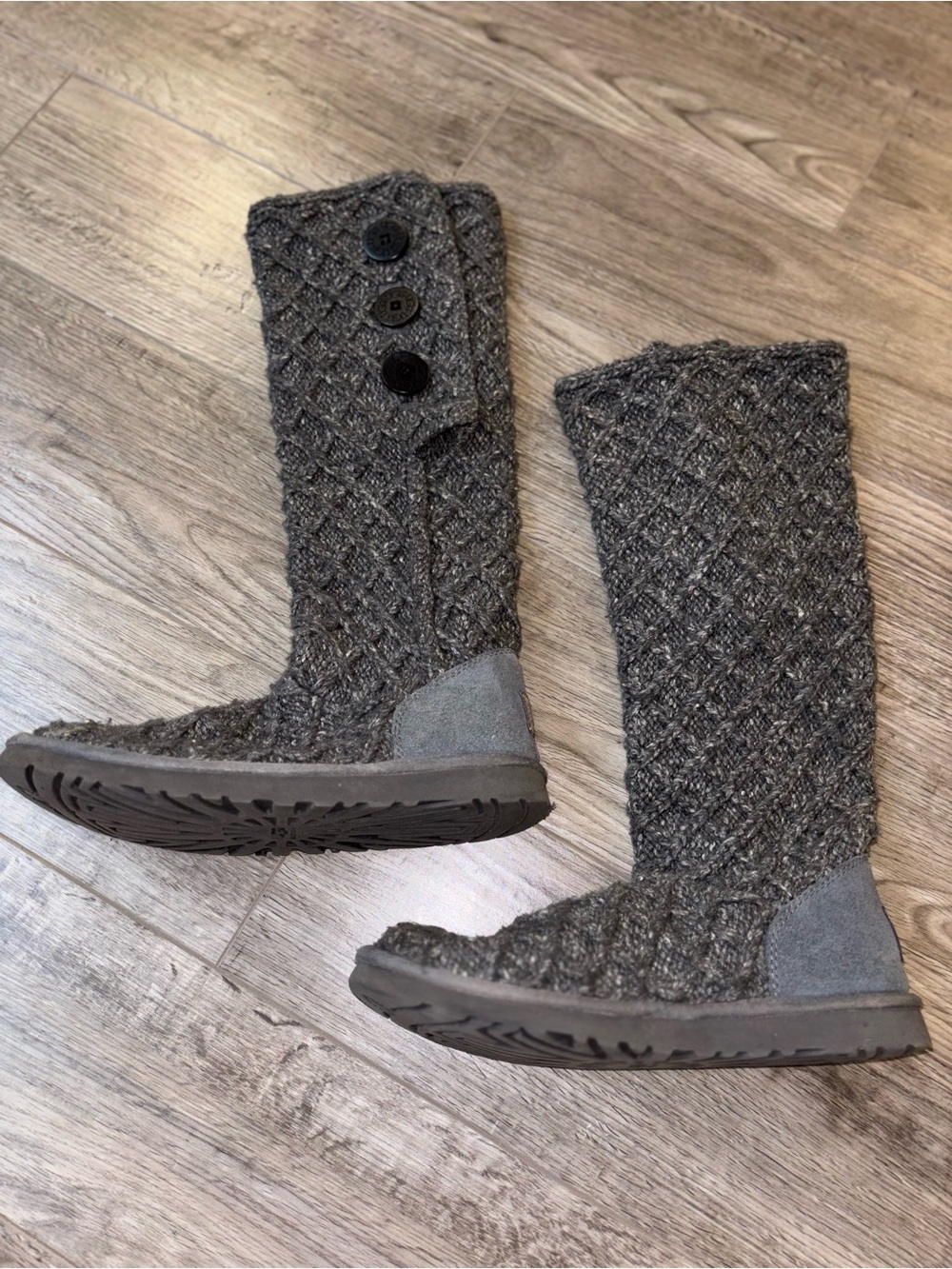 UGG Woven Knit Tall Winter Boots - Gray